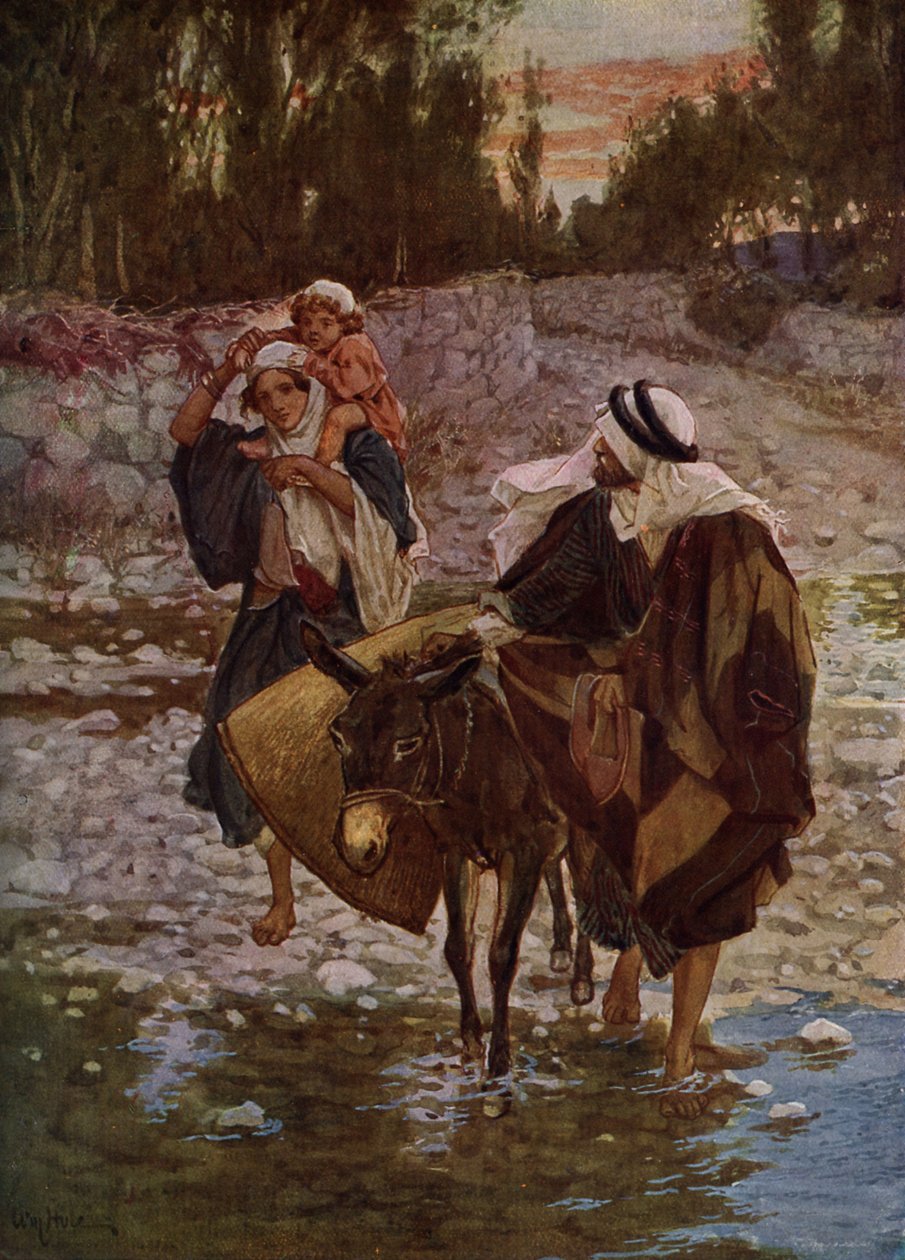 Marie, Josef a Ježíš cestují do Egypta - Bible od William Brassey Hole