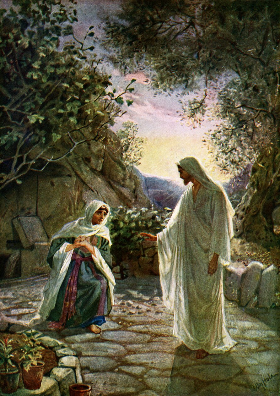Marie Magdalena mluví ke vzkříšenému Ježíši - Bible od William Brassey Hole