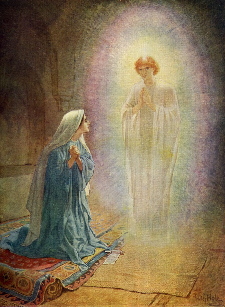 Marie vidí anděla Gabriela - Bible od William Brassey Hole