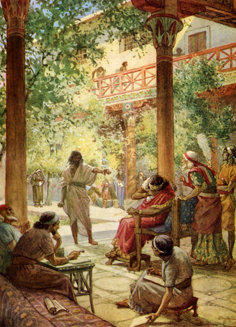 Prorok Nathan se zříká hříchu Davidova - Bible od William Brassey Hole