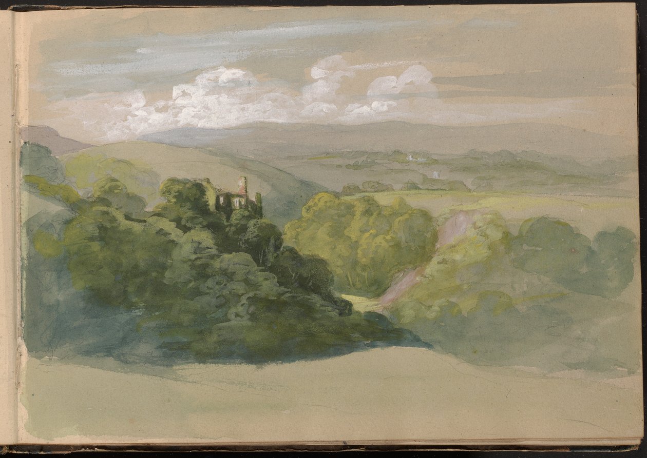 Pohled na hrad Berry Pomeroy od William Brockedon