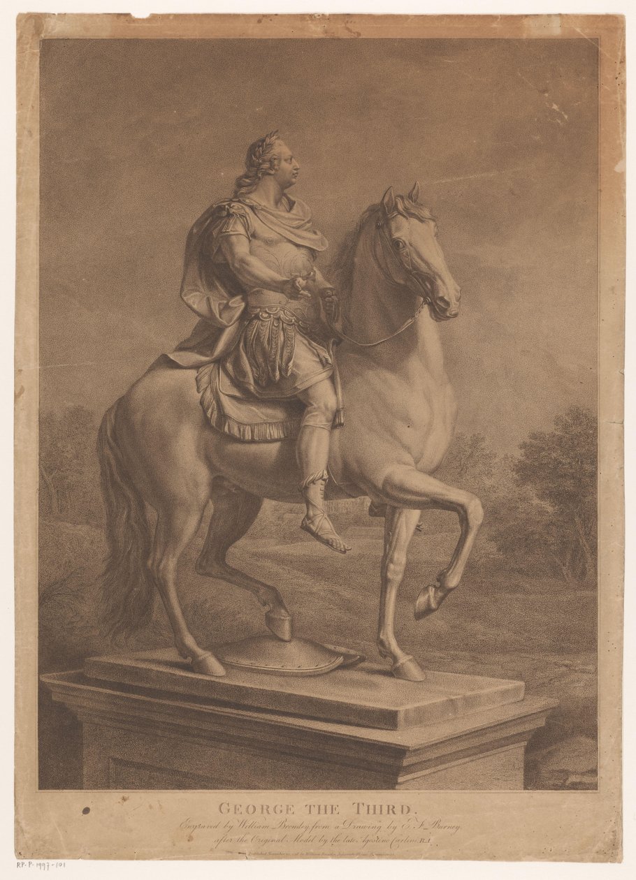 Jezdecký portrét Jiřího III., anglického krále George Třetí (název na objektu) od William Bromley (I)