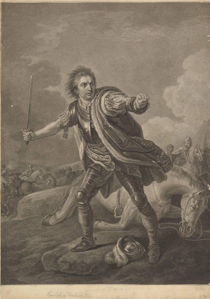 David Garrick jako Richard III v divadelním představení Drury Lane, 1759 od William Bromley