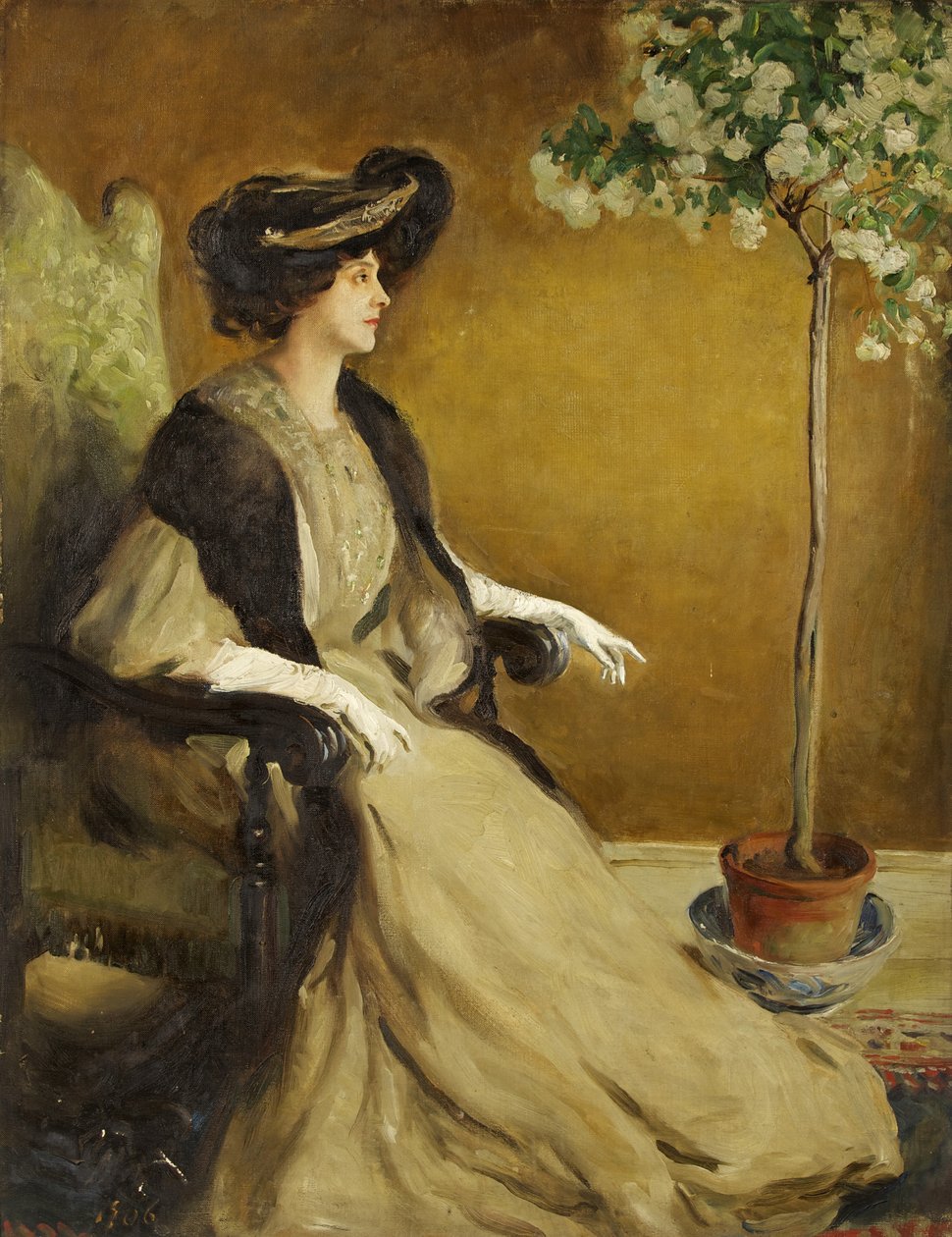 Portrét paní Patrick Campbell (olej na plátně) od William Bruce Ellis Ranken