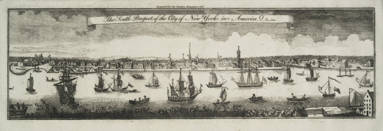 Jižní vyhlídka města New York, v Severní Americe, 1761 od William Burgis