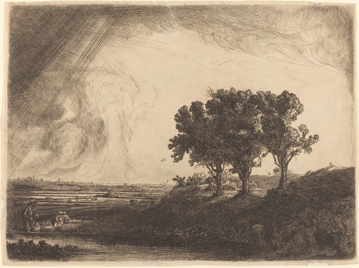 Tři stromy od William Byron after Rembrandt van Rijn