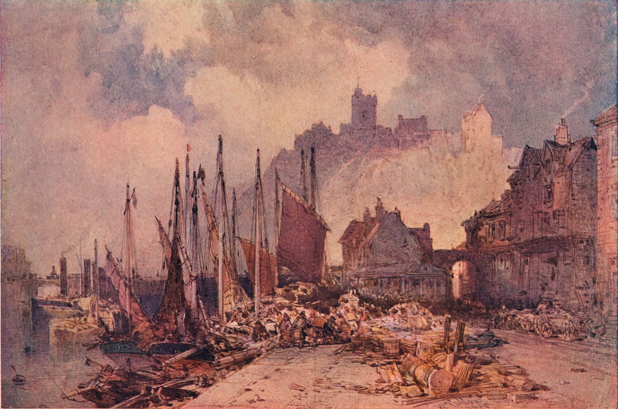 Rybí trh na nábřeží, Folkestone Harbour, c1885 od William Callow