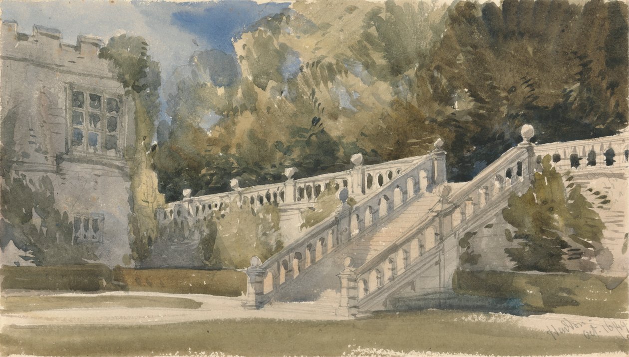 Zahradní schodiště, Haddon Hall od William Callow