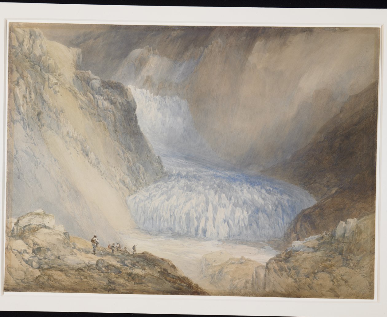 Glacier Du Rhone And The Galenstock, From The Furka Pass Road (akvarel přes tužku zvýrazněný bílou na špinavě bílém papíře) od William Callow