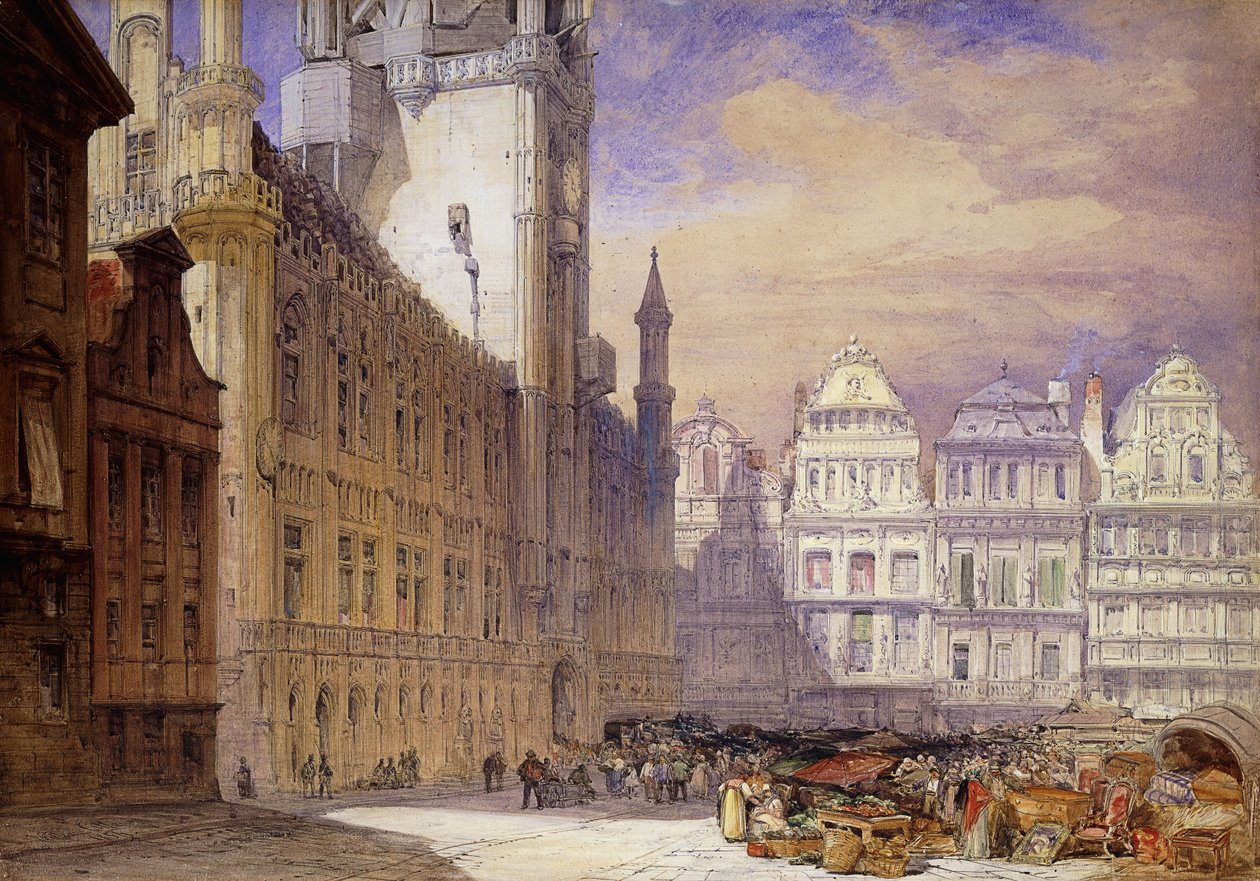 Hotel de Ville, Brusel, 1856 od William Callow