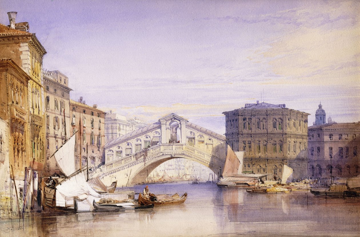 Rialto z Canal Grande, 1852 od William Callow