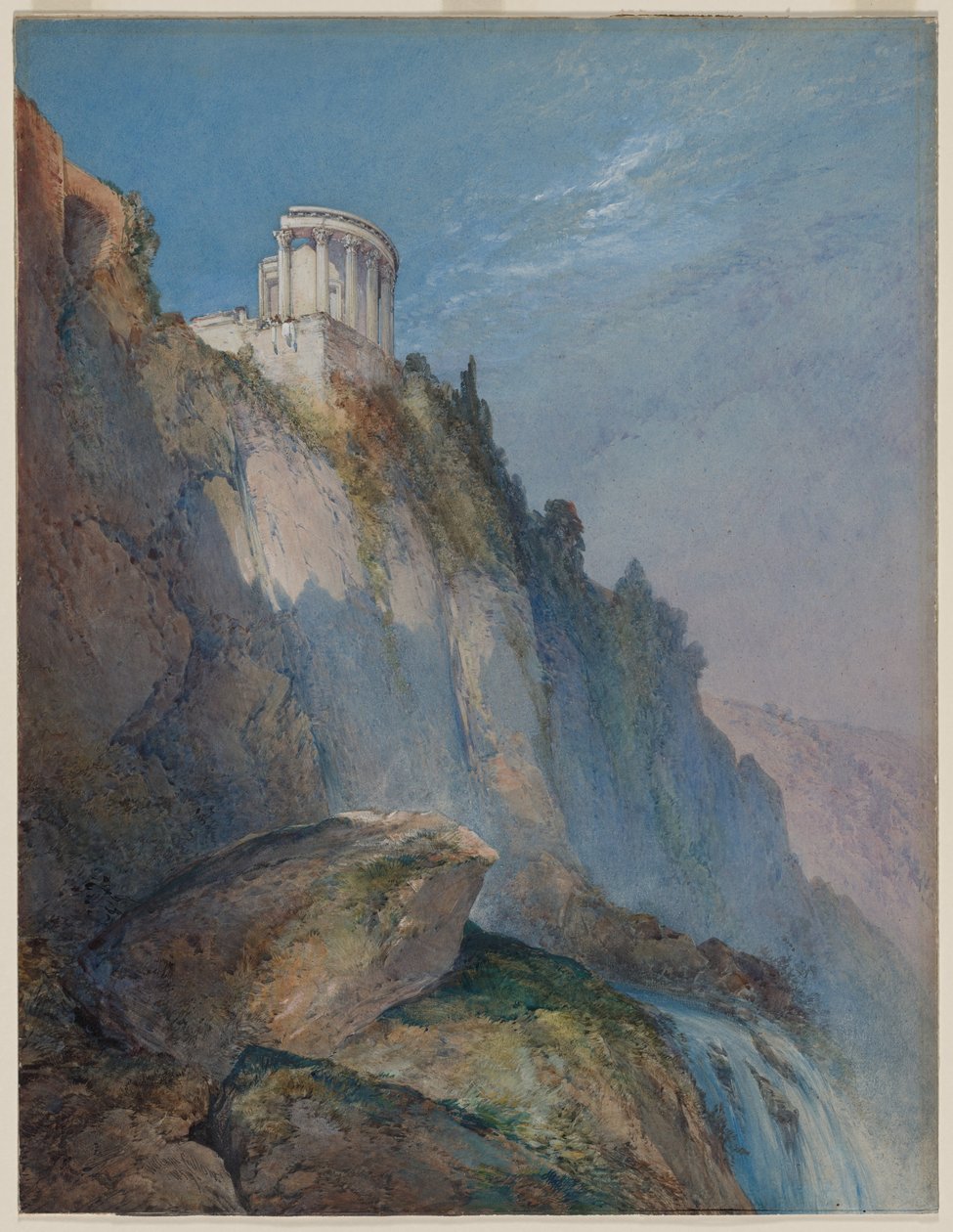 Vestin chrám a vodopády v Tivoli od William Callow