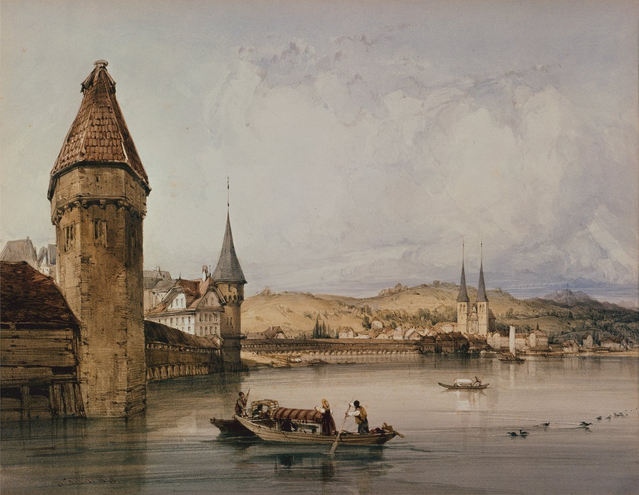 Město Lucern, na jezeře Quatre Cantons od William Callow