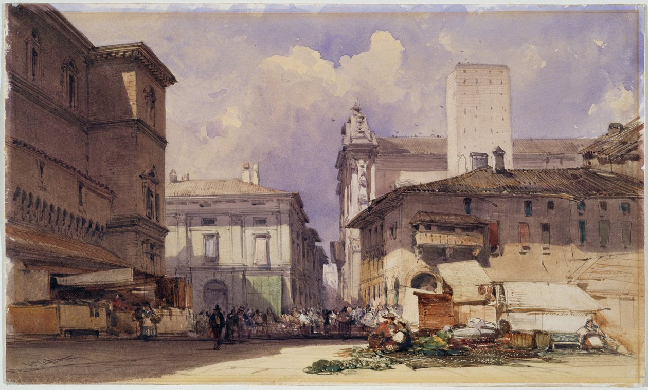 Via dell "Independenza s Palazzo Comunale, Bologna, 1892 od William Callow