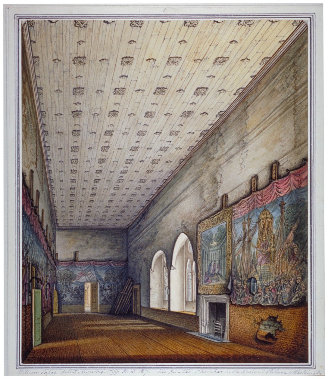 Vnitřní pohled na Malovanou komoru, Westminsterský palác, Londýn, 1817. od William Capon
