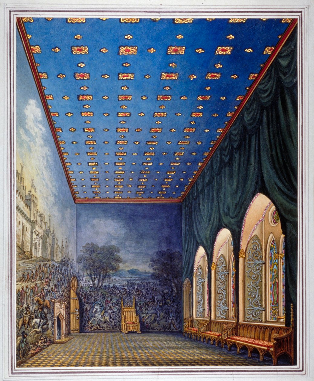 Navrhované schéma pro vymalování Malované komory, Starý Westminsterský palác, Londýn, c1817. od William Capon