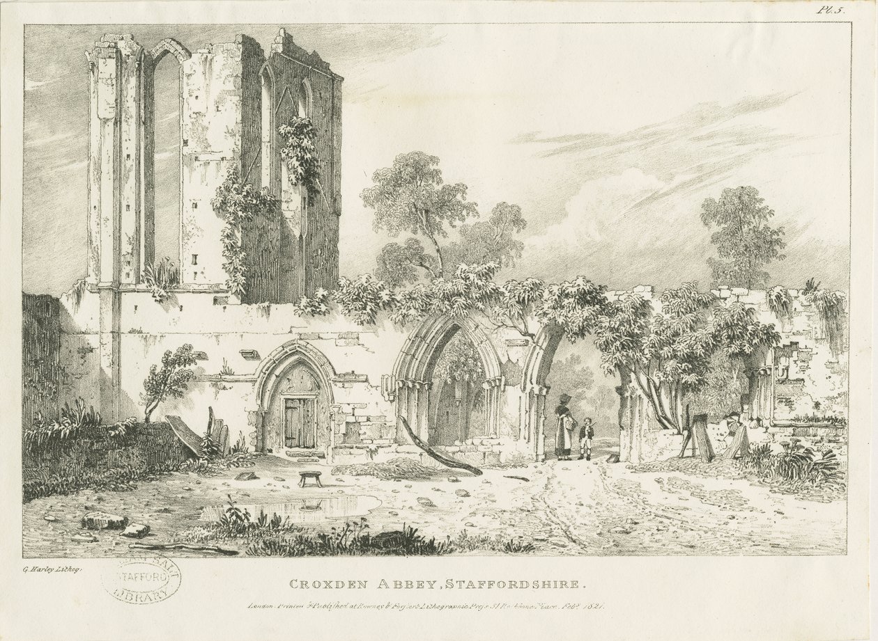 Croxden Abbey: kaiverrus, nd [1821] (painettu) od William Carter