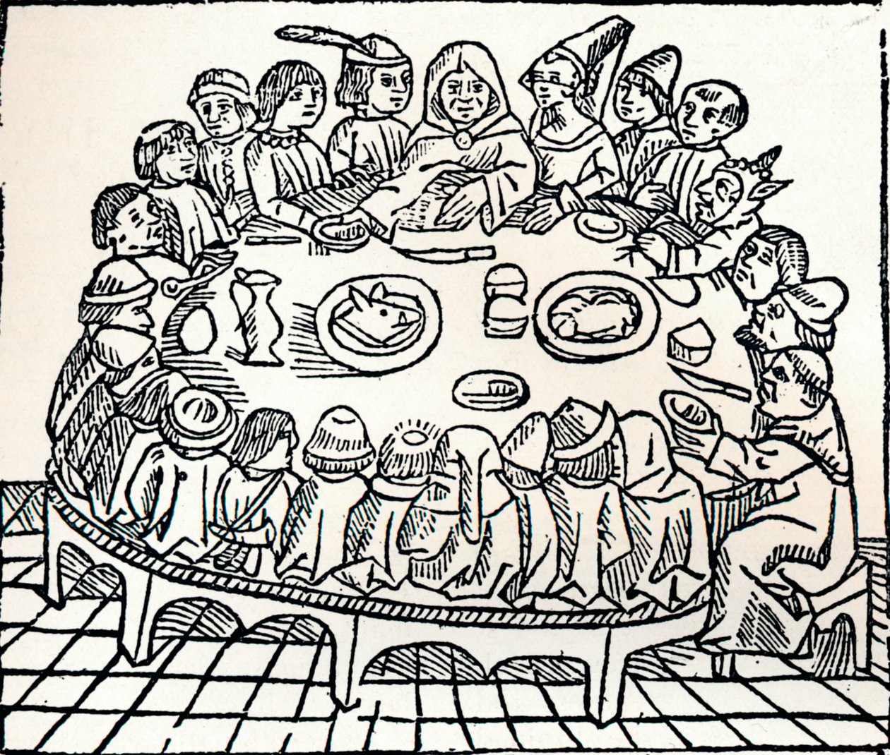 Canterbury Pilgrims seděli u společného jídla, 1485 od William Caxton