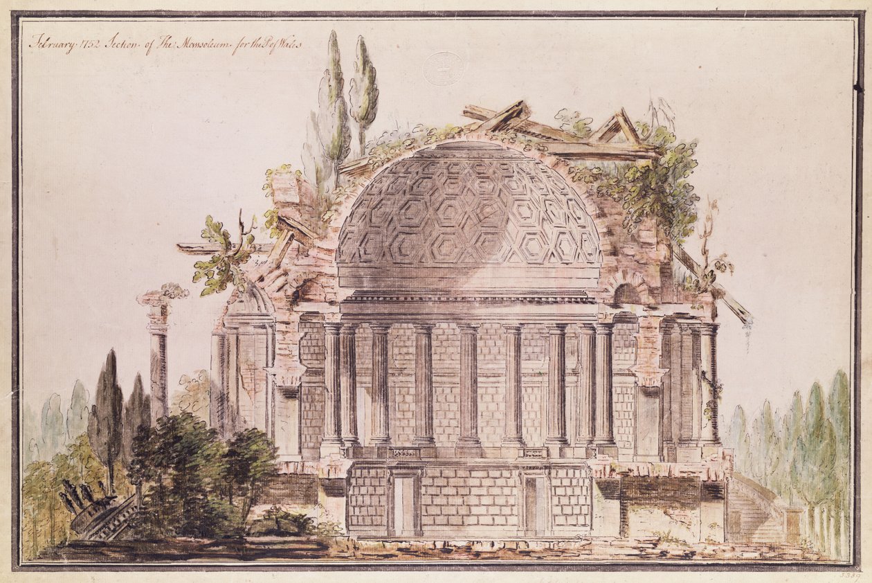 Architektonická kresba pro mauzoleum pro Fredericka, prince z Walesu (1707-51), kolem 1751 od William Chambers