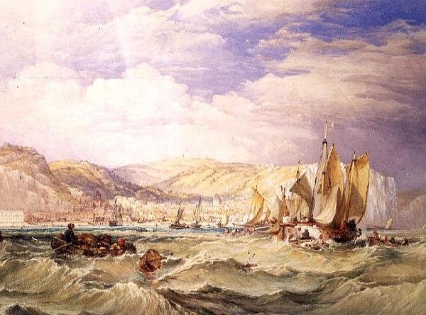 Rybářské lodě u Hastings (akvarel na papíře) od Clarkson Frederick Stanfield