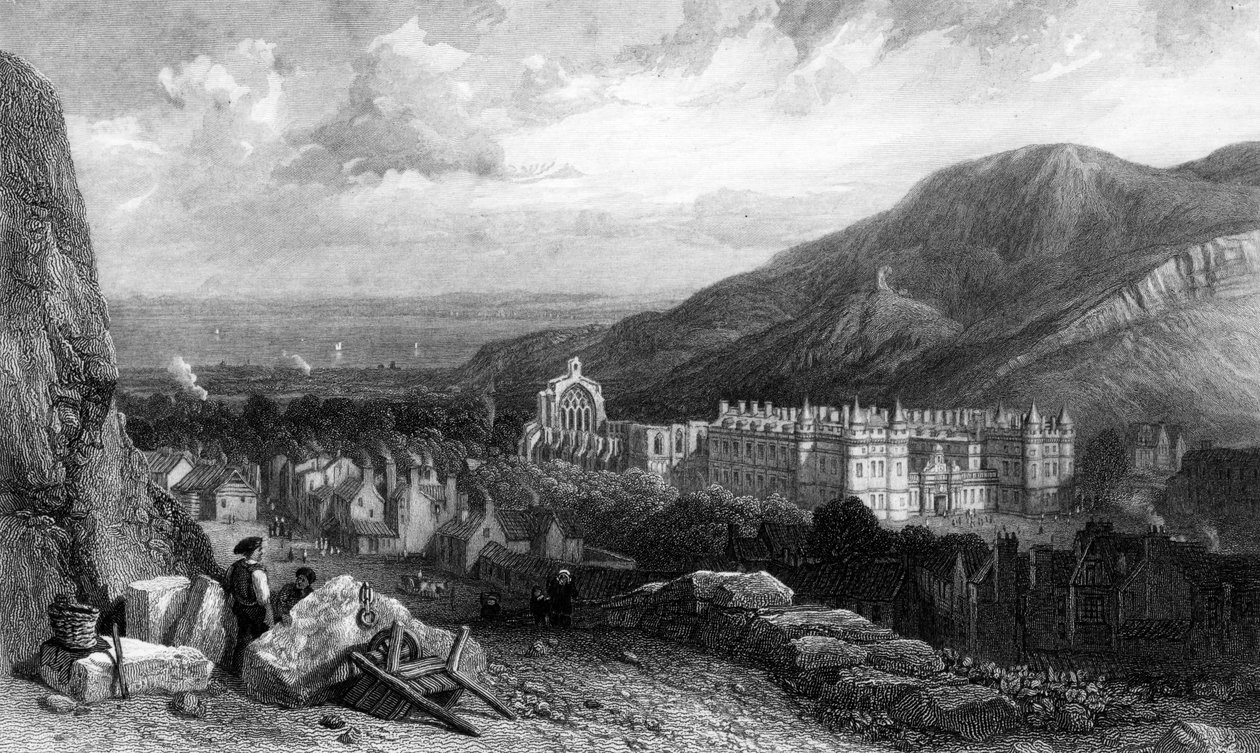 Holyrood z Calton-Hill, vyrytý William Miller, 1842 od Clarkson Frederick Stanfield