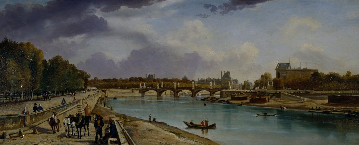 Seina pod Paříží, kolem 1825-35 (olej na panelu) od William Cowen