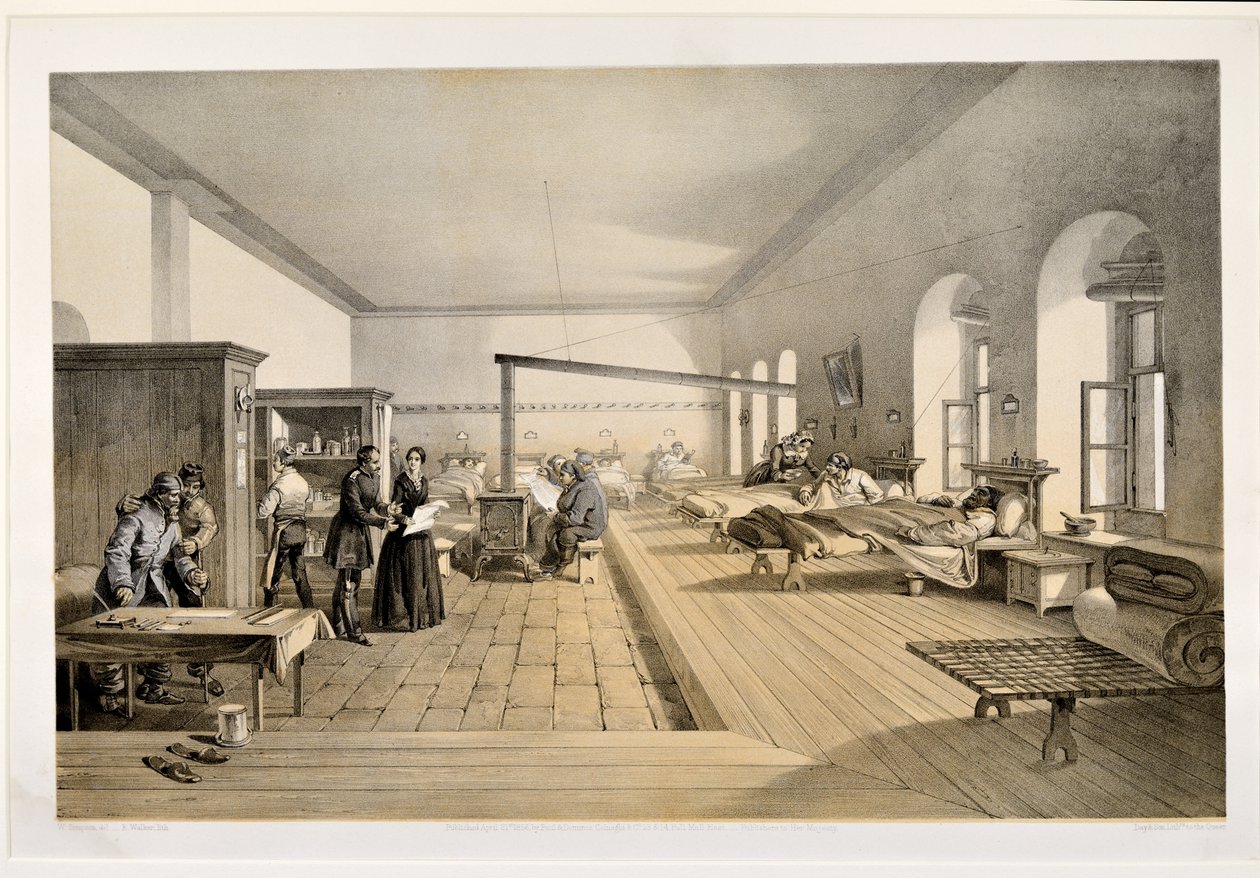 A Ward in the Hospital at Scutari, vyryl E. Walker, 1856 od William Crimea Simpson