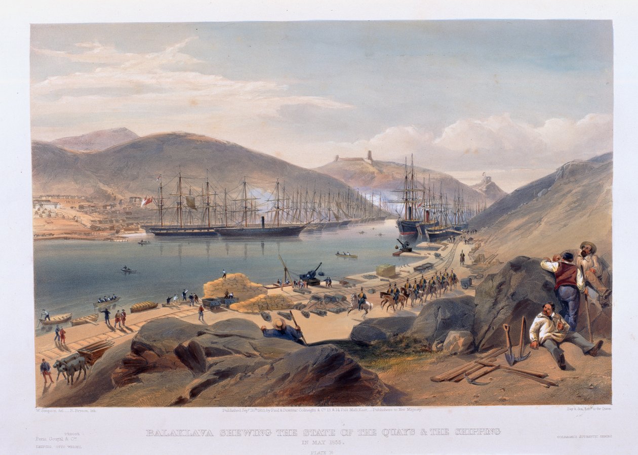 Balaklava ukazuje stav Quays a lodní dopravy v květnu 1855 od William Crimea Simpson
