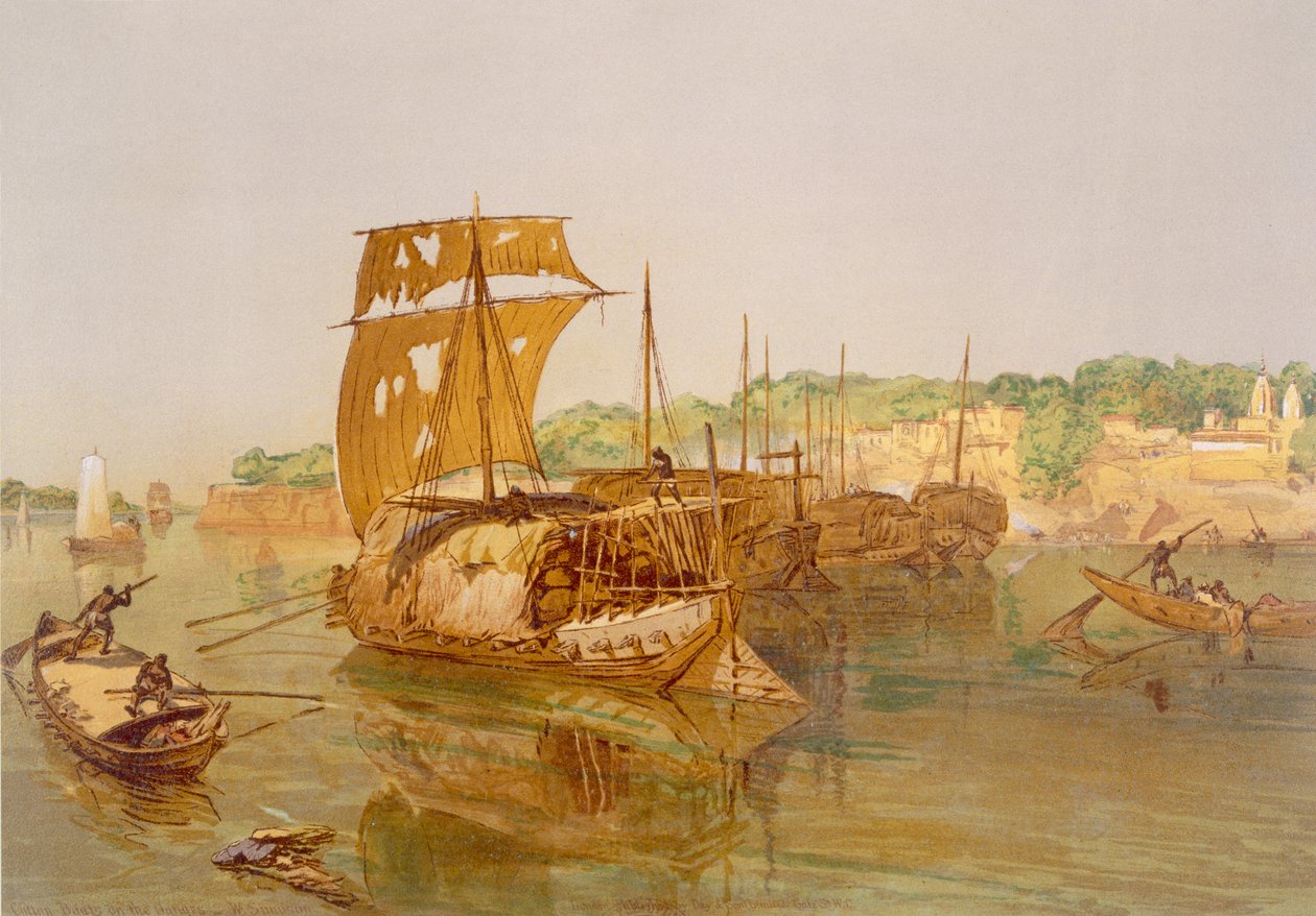 Lodě na Ganze, z ‚Indie starověké a moderní‘, 1867 od William Crimea Simpson