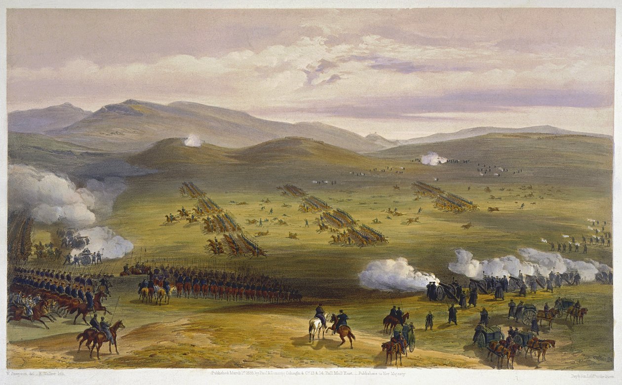 Charge of the Light Cavalry Brigade, 25. října 1854, detail dělostřelectva, ze Sídla války na východě, hospoda. od Paul & Dominic Colnaghi & Co., 1856 litho detail 75991 od William Crimea Simpson