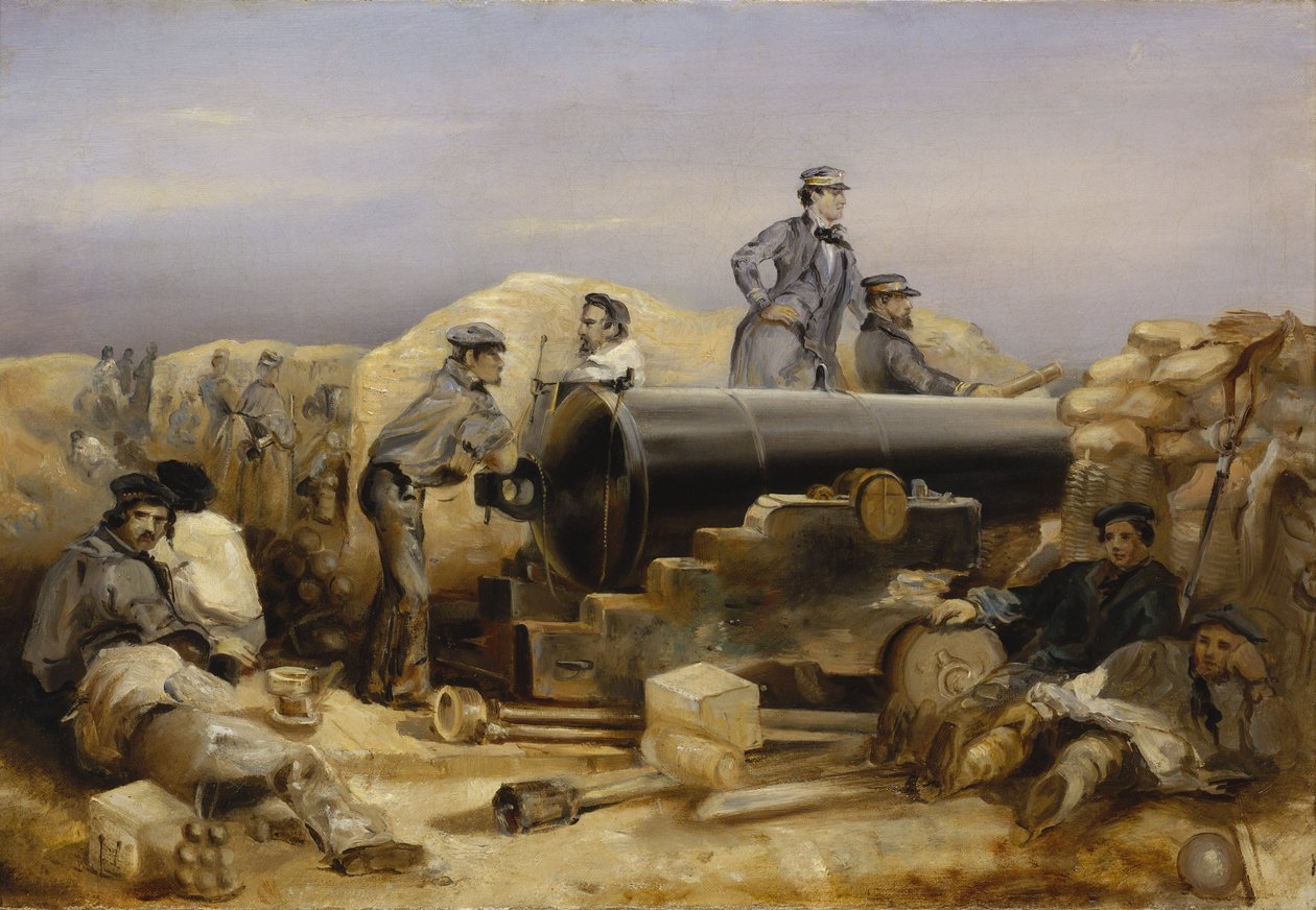 Krymská válka (1853-1856): Dělostřelecká baterie "Diamond" při obléhání Sevastopolu, 15. prosince 1853 od William 