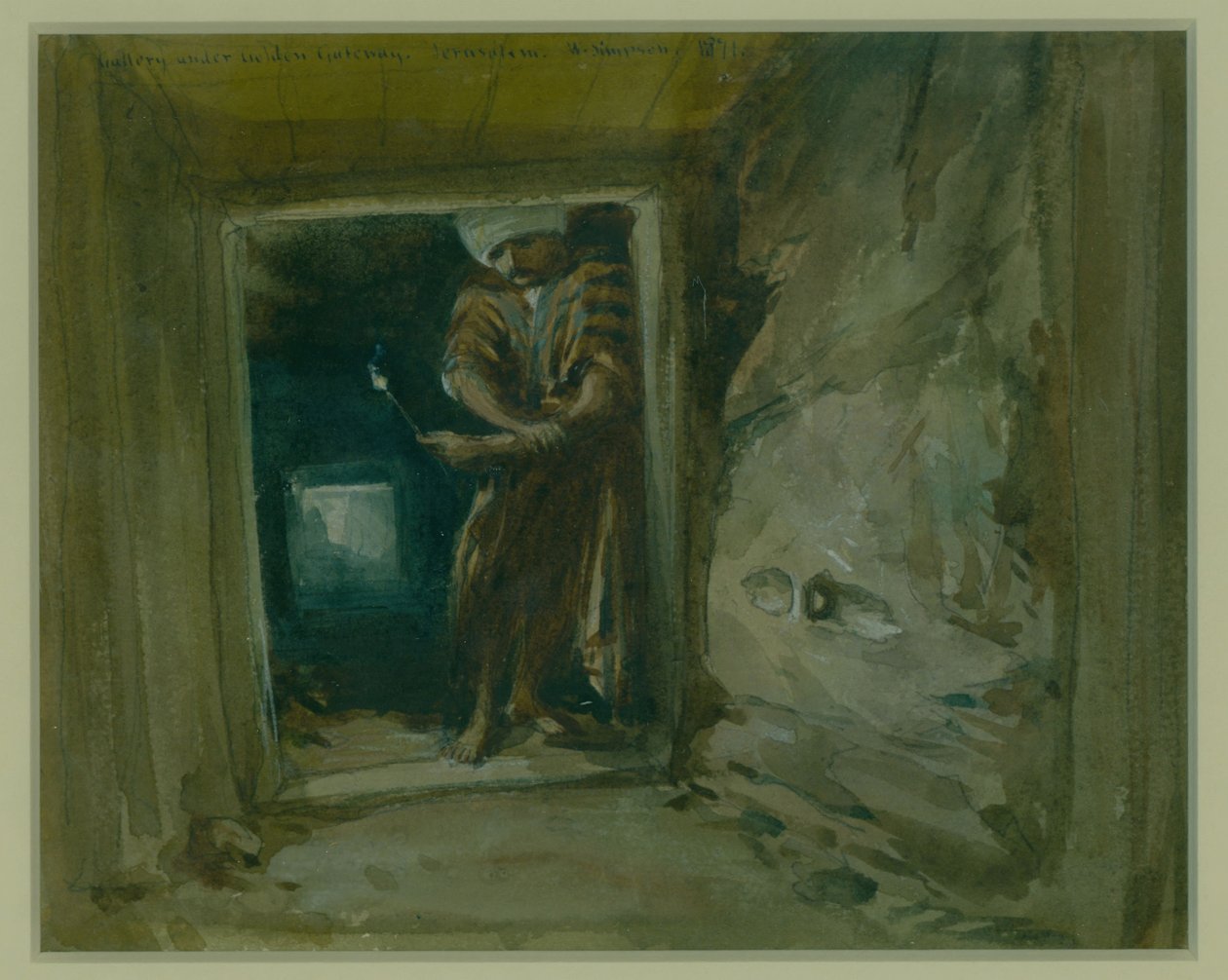 Galerie pod Golden Gateway, Jeruzalém, 1871 (wc a tužka na papíře) od William Crimea Simpson