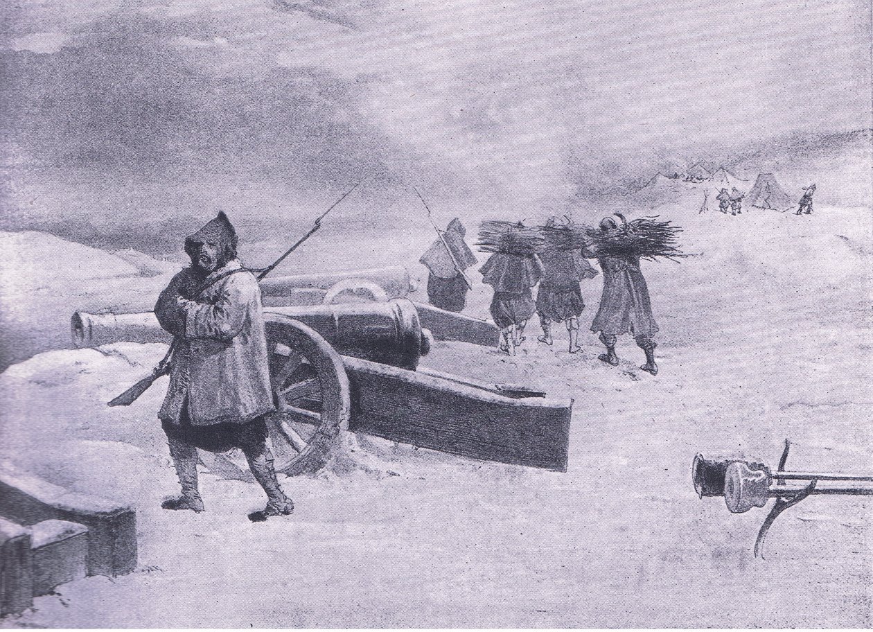 Strážce Zouaves před Sevastopolem, ilustrace z britských bitev na souši a na moři, 1915 od William Crimea Simpson