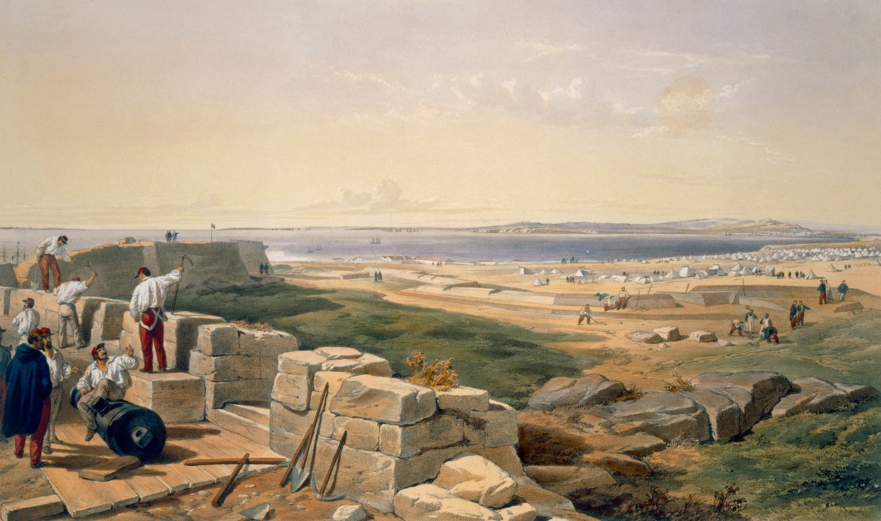 Úžina Jenikale, deska z knihy "The Seat of War in the East", vyd. Paul und Dominic Colnaghi und Co., 1856. od William Crimea Simpson