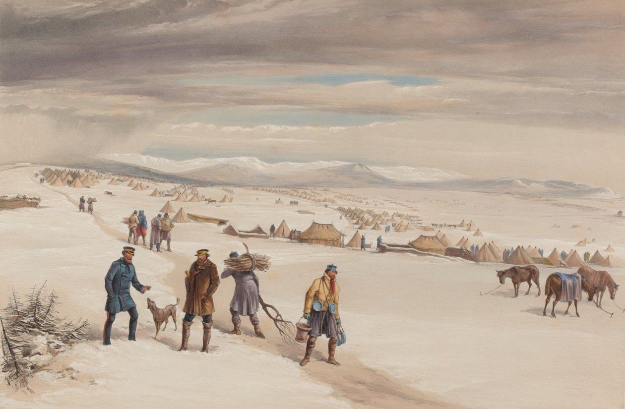 Tábor druhé divize při pohledu na východ. ledna 1855 od William Crimea Simpson