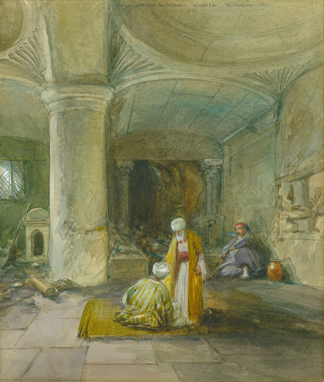 Brána prorokyně Huldah, Jeruzalém, 1871 (wc a tužka na papíře) od William Crimea Simpson