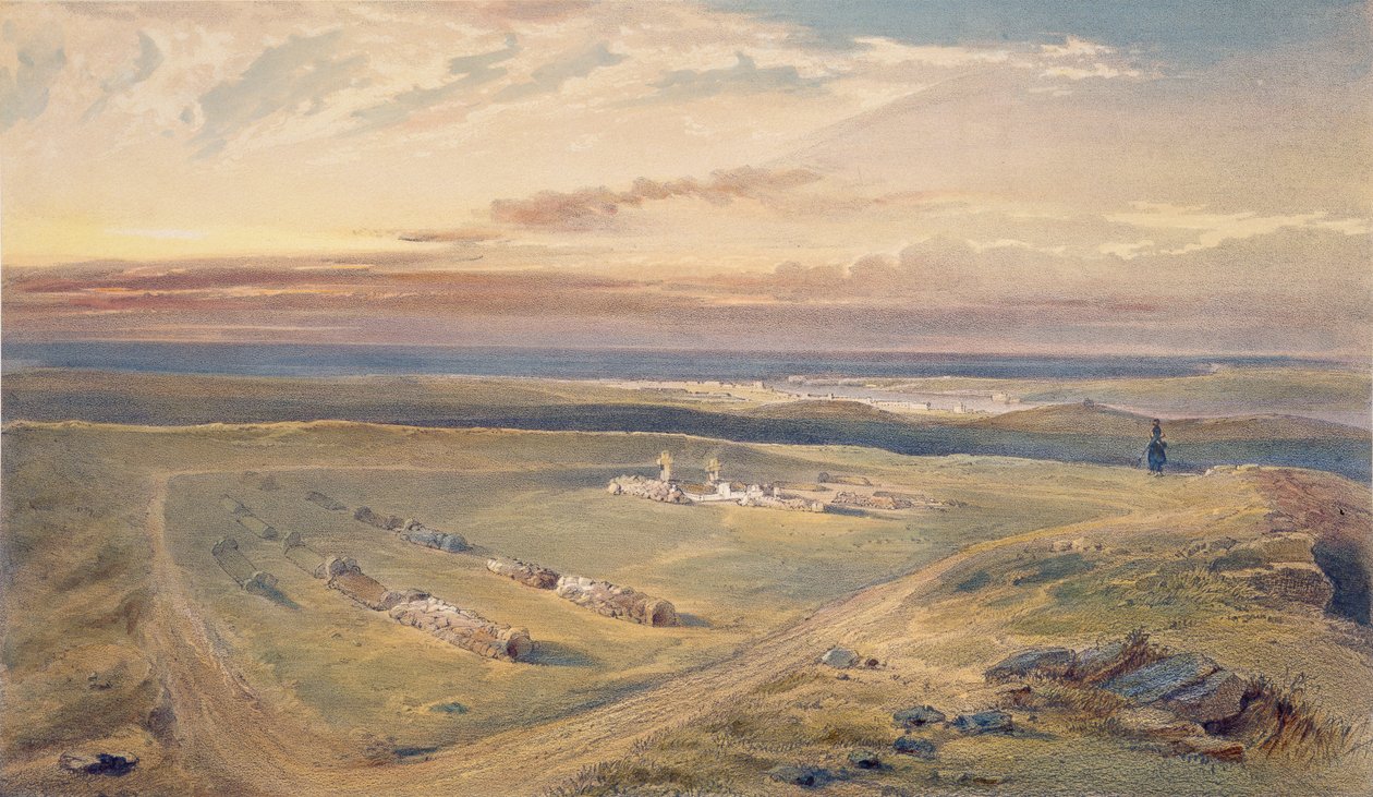 Hroby na Cathcartově kopci, deska z knihy "The Seat of War in the East", vyd. Paul und Dominic Colnaghi und Co., 1856. od William Crimea Simpson