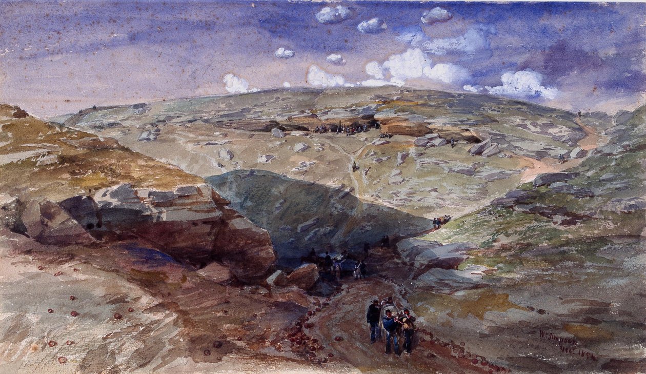Údolí stínu smrti, jeskyně na Woronzoff Road, 1854 od William Crimea Simpson