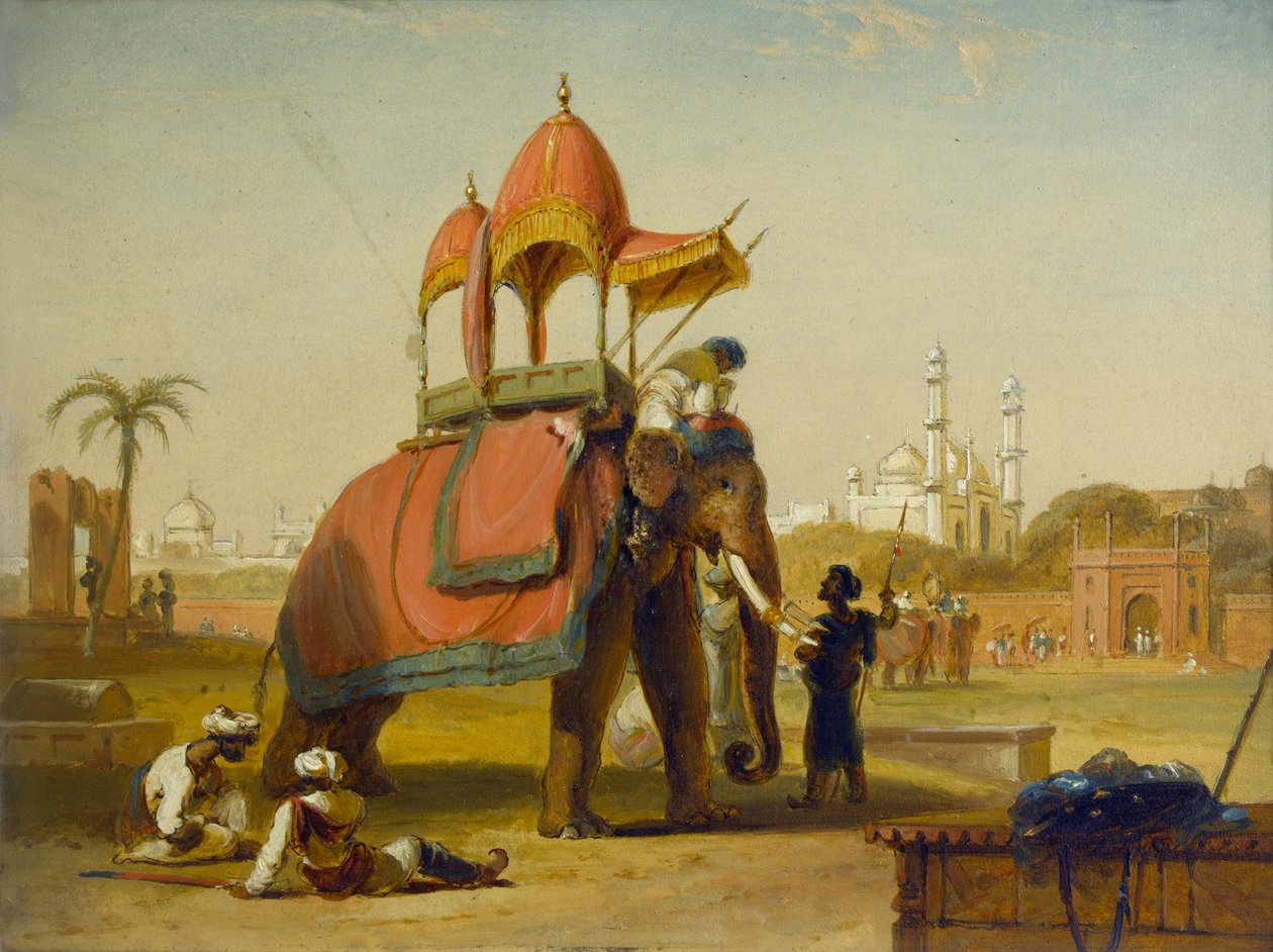 A Caparisoned Elephant - Scéna poblíž Dillí (Scéna ve východní Indii), 1832 od William Daniell