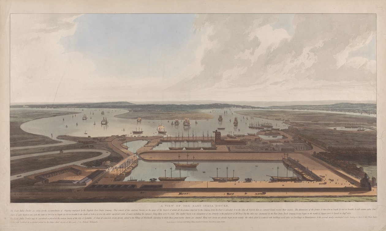 Pohled na East India Docks od William Daniell