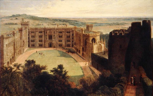 Hrad Arundel z pevnosti od William Daniell