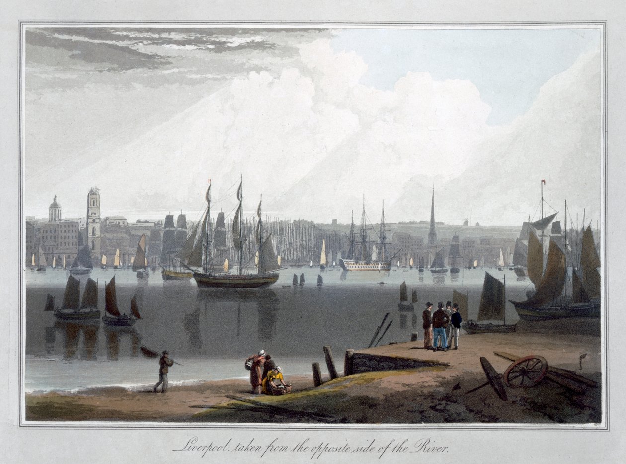 „Liverpool, natočený z opačné strany řeky“, 1815 od William Daniell