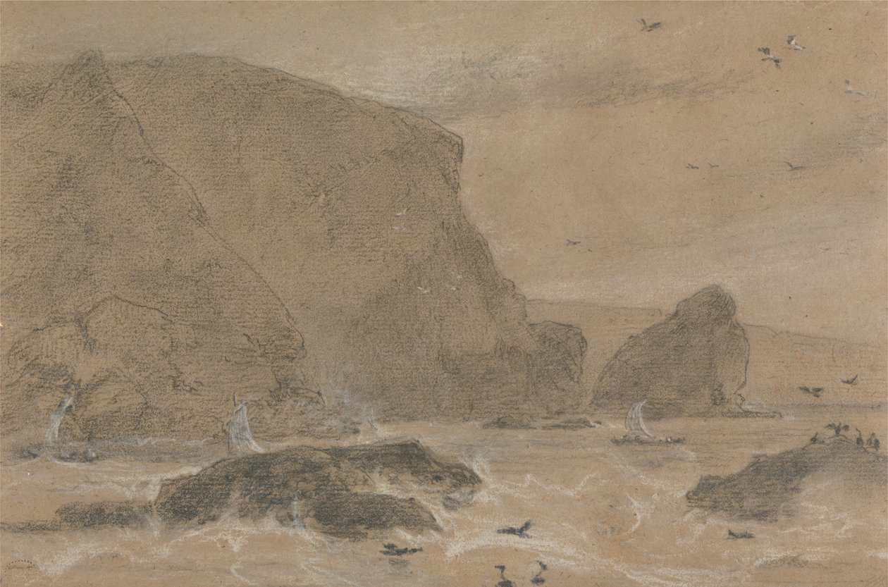 Skála s motarem, St. Agnes, Cornwall od William Daniell