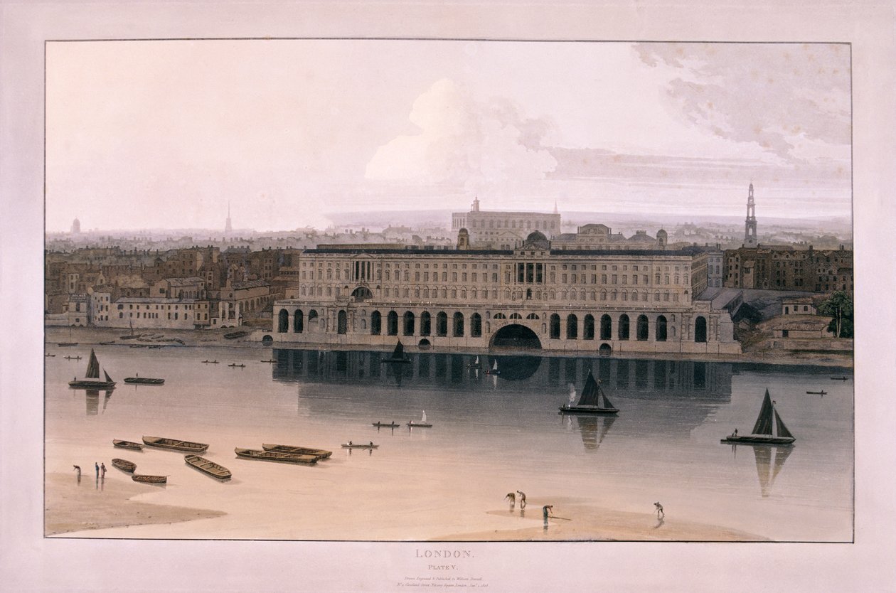 Somerset House, Londýn, 1804 od William Daniell
