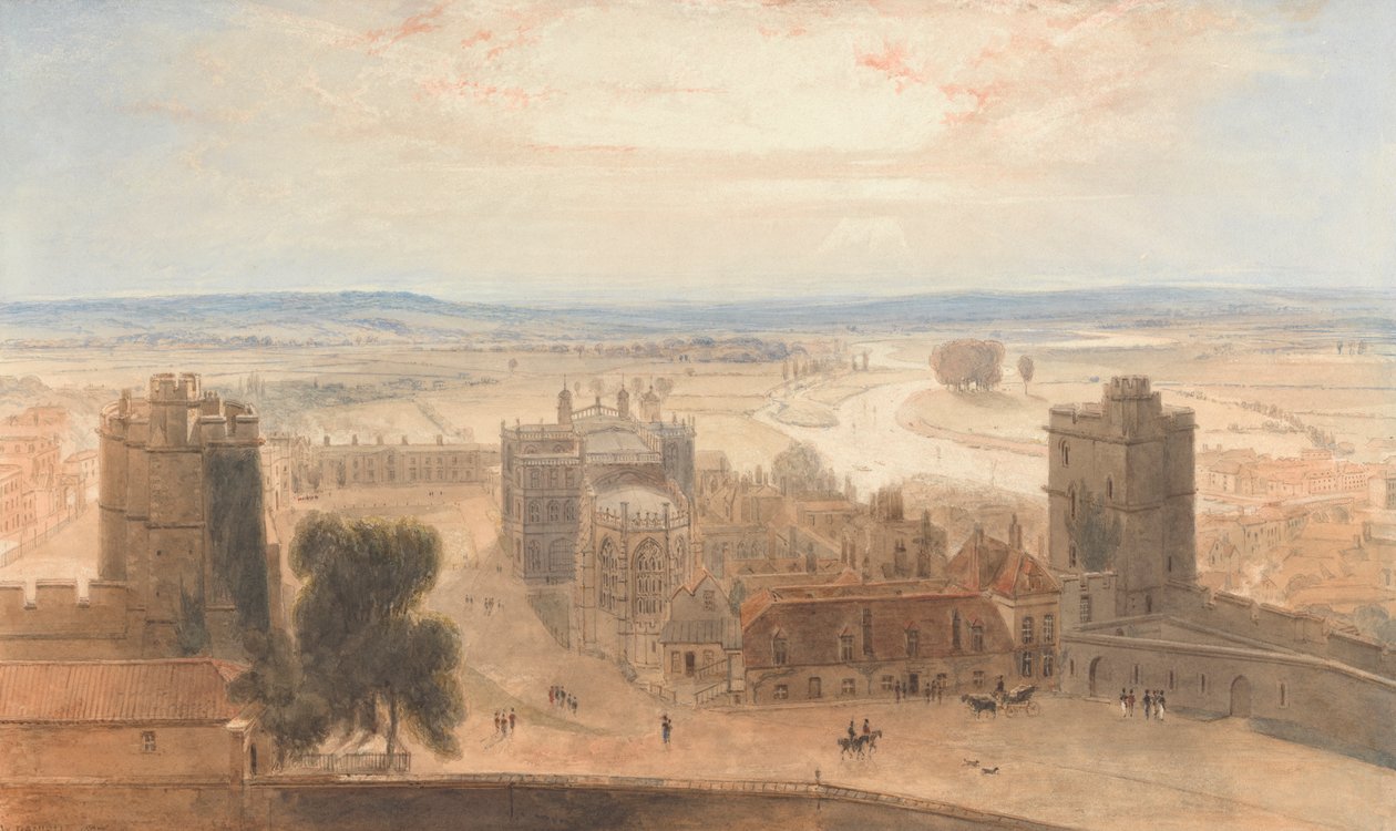 Pohled z kulaté věže, hrad Windsor od William Daniell