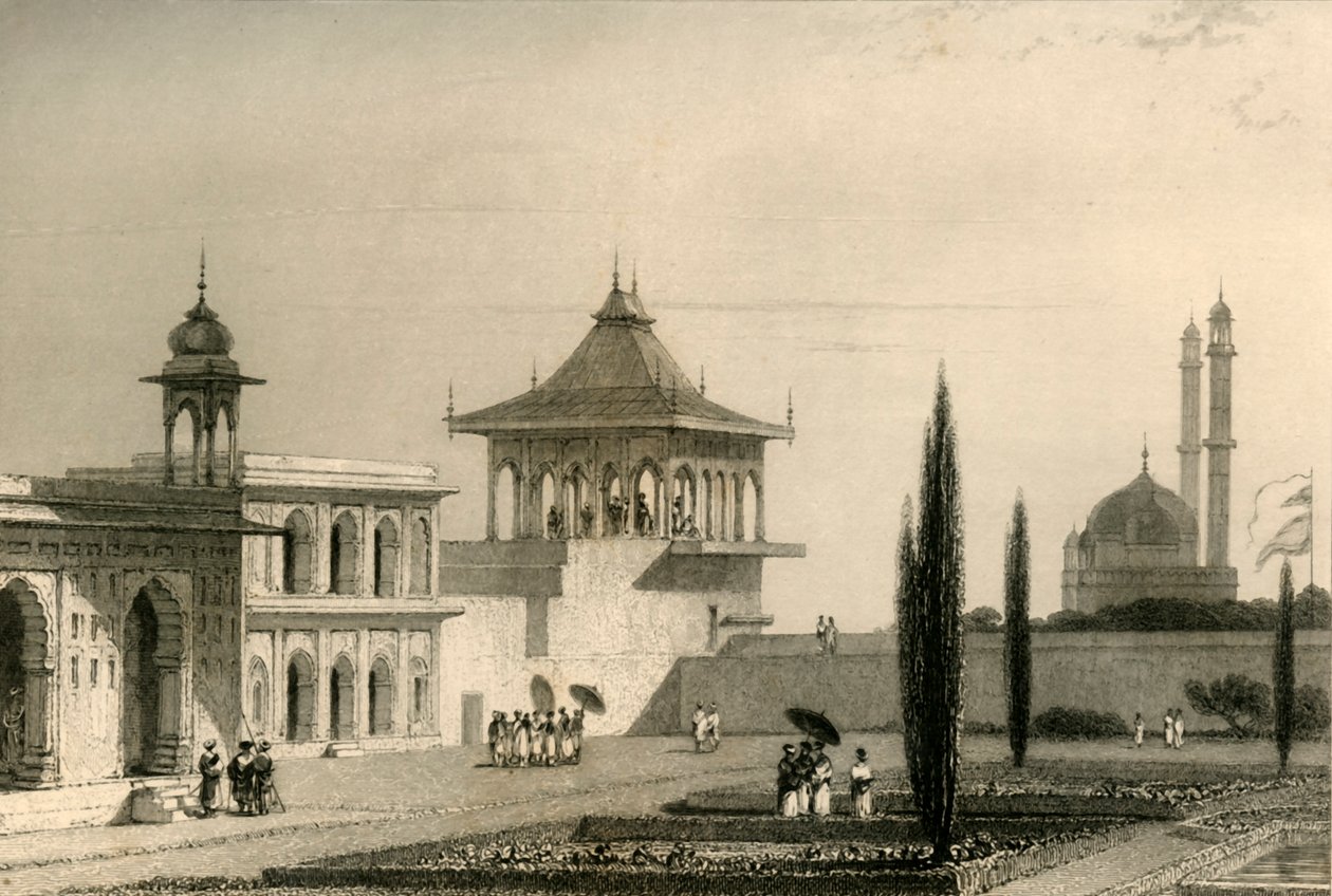 Pohled do zahrady paláce, Lucnon, 1835. od William Daniell