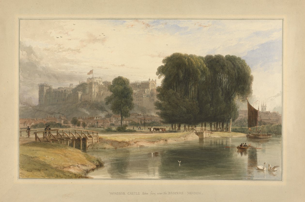 Hrad Windsor z poblíž Brocas Meadows od William Daniell