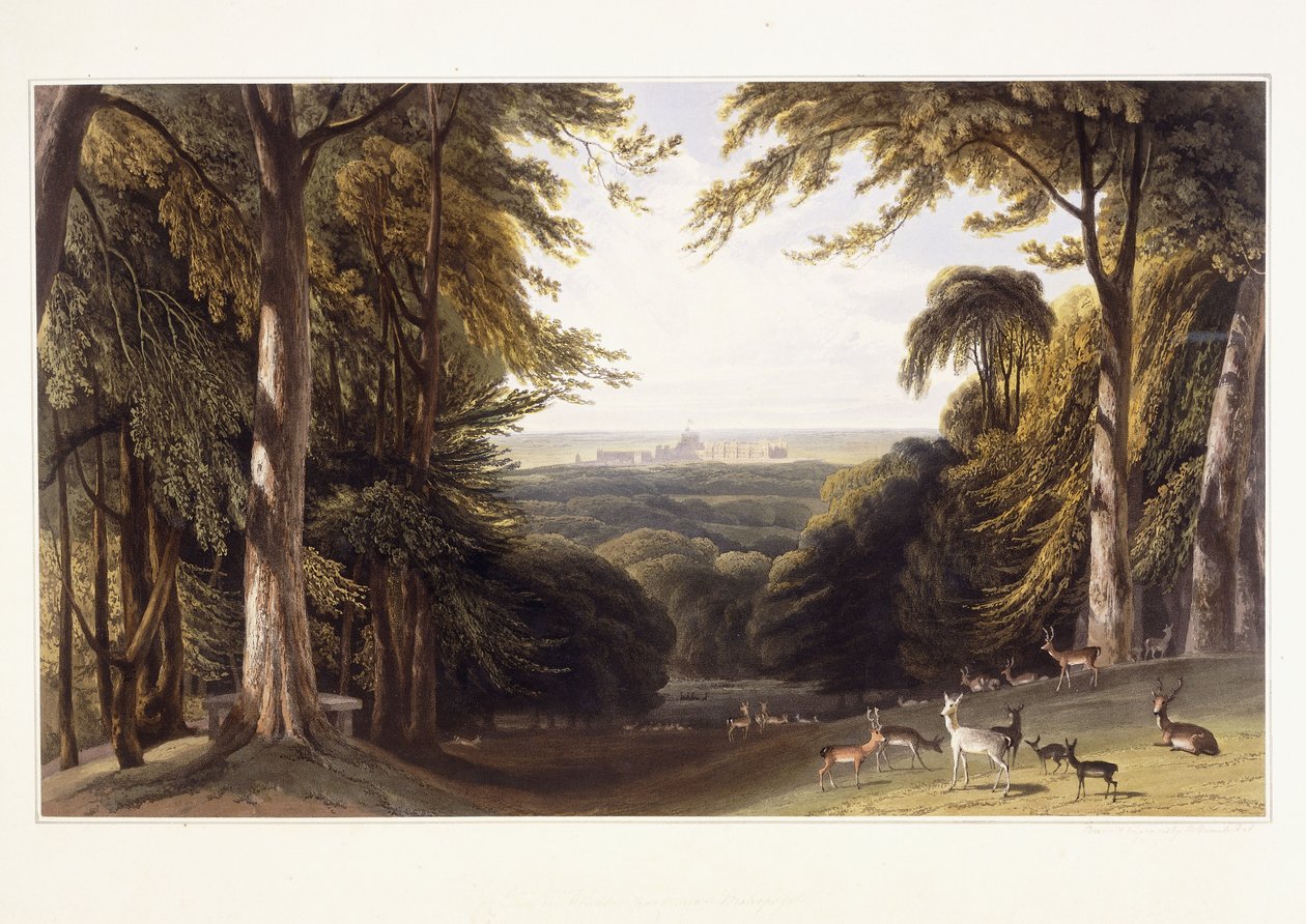 Zámek Windsor z Deer Park, c.1827-1829 od William Daniell