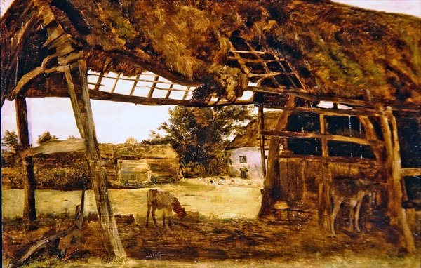 Old Farm Shed (olej na palubě) od William Davis