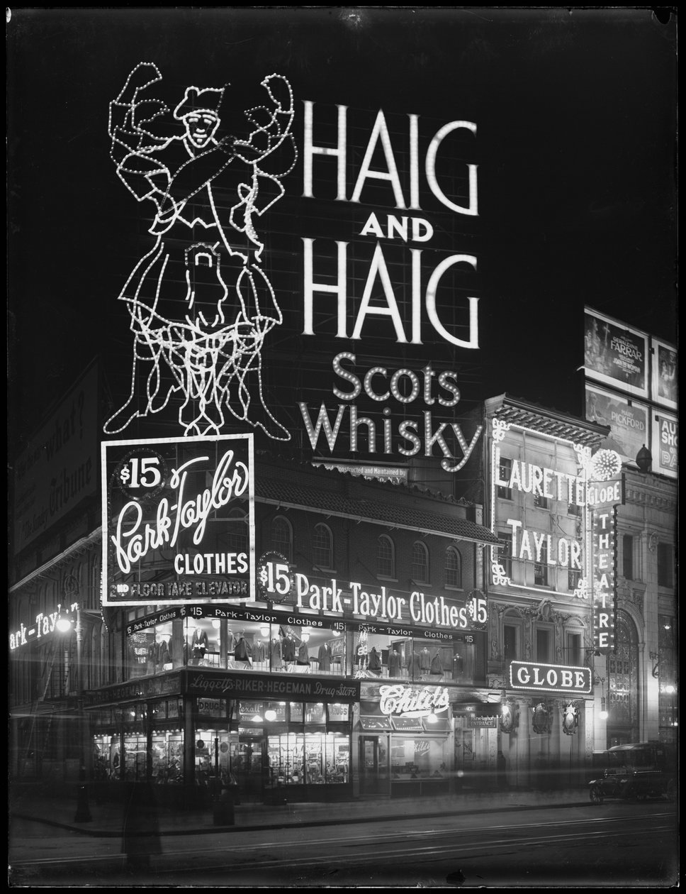 Světelný nápis pro Haig a Haig Whisky, New York City, 6. ledna 1917 od William Davis Hassler
